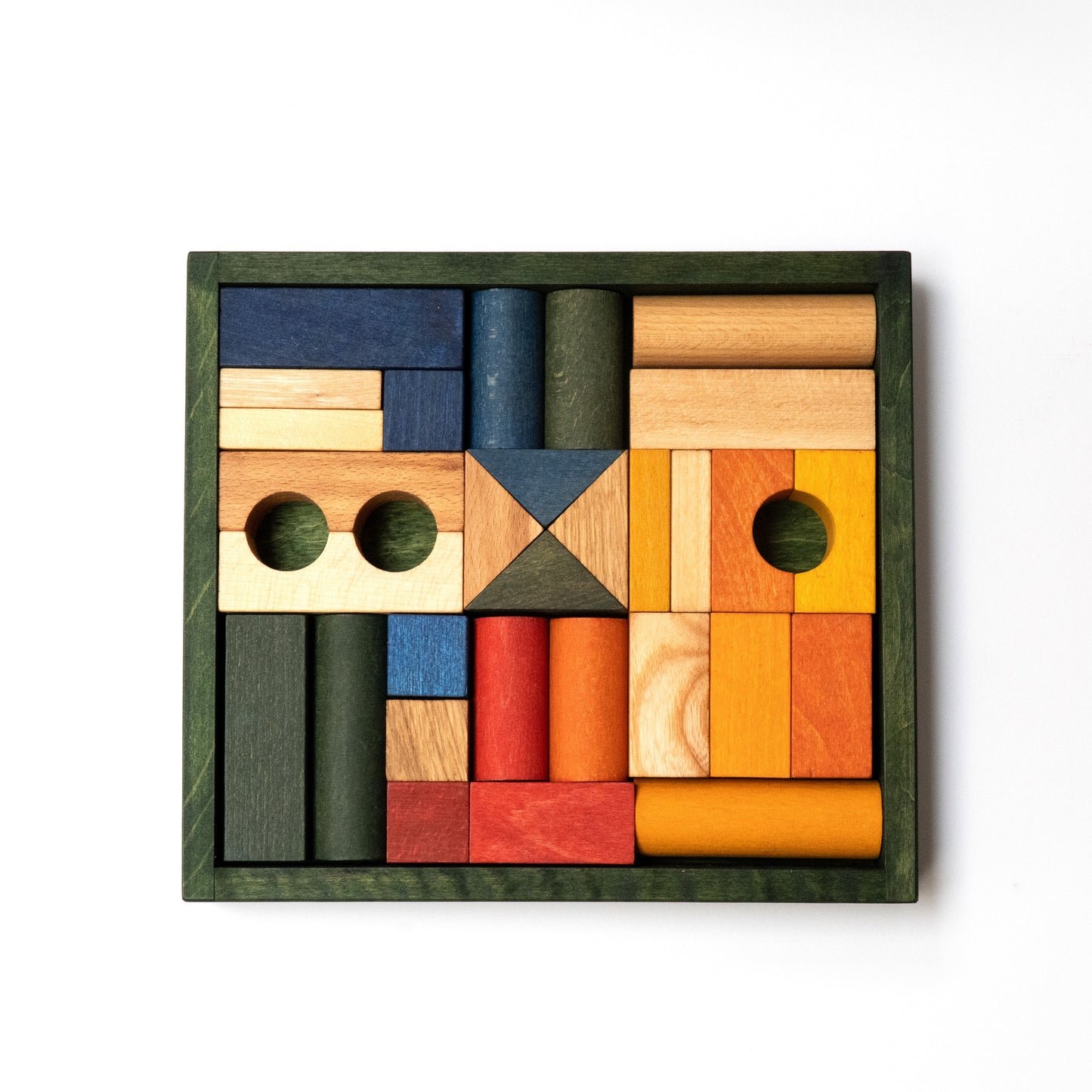 drewniane klocki w zielonej skrzynce - 30 szt