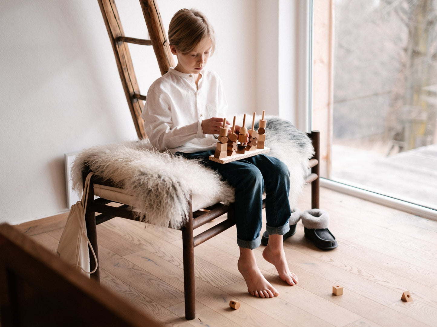 Naturalna układanka płotek - Montessori